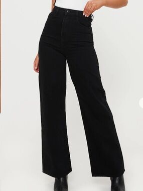 Princess Polly Nicolo High-Waist Wide Leg Black Jeans
